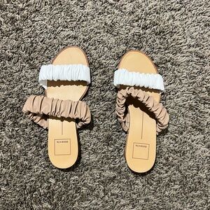 Women's White and Tan Sandals